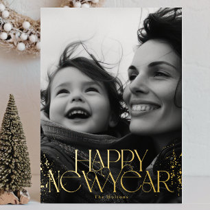 Carte De Vœux En Aluminium Photo Gold Bonne année 2025