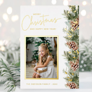 Carte De Vœux En Aluminium Photo Gold Christmas Foil Card