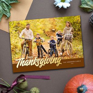 Carte De Vœux En Aluminium Photo Gold Foil de Thanksgiving