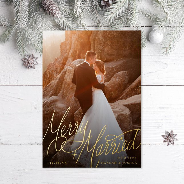 Carte De Vœux En Aluminium Photo joyeuse et mariée à la main (Créateur téléchargé)