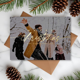 Carte De Vœux En Aluminium Photo Joyeux Noël moderne Superposition foncée