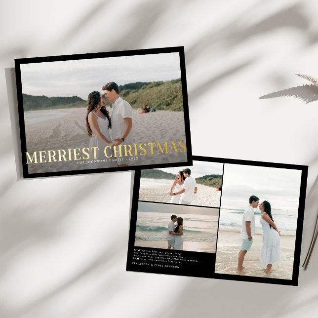 Carte De Vœux En Aluminium Photo moderne des couples de Noël les plus heureux (Créateur téléchargé)