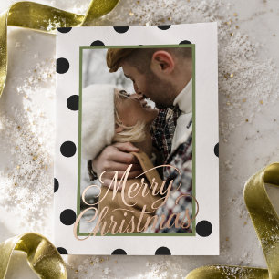 Carte De Vœux En Aluminium Photo Moderne Joyeux Noël à Points