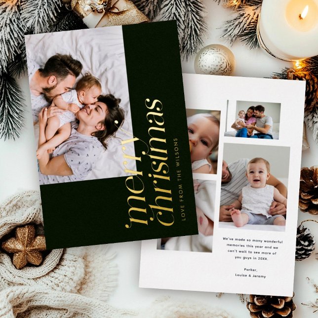 Carte De Vœux En Aluminium Photo moderne Joyeux Noël Style traditionnel (Créateur téléchargé)