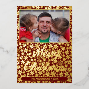 Carte De Vœux En Aluminium Photo moderne Noël élégante flacons de neige borde