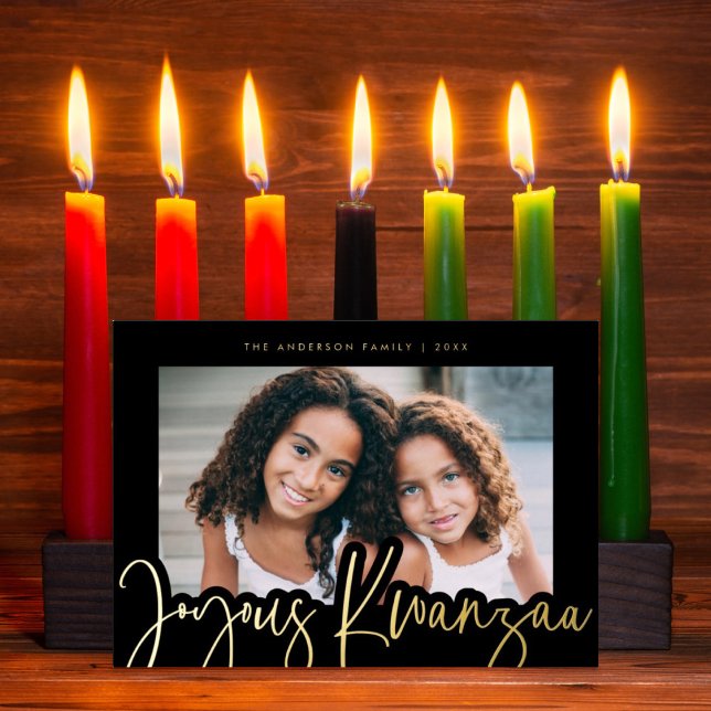Carte De Vœux En Aluminium Photo Motif moderne Joyous Kwanzaa Mudcloth (Créateur téléchargé)