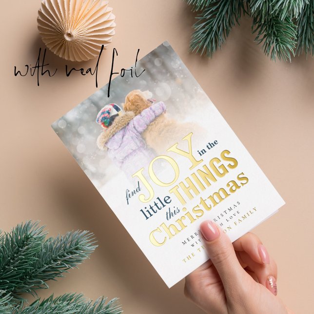 Carte De Vœux En Aluminium Photo Overlay Find Joy Little Things Noël (Créateur téléchargé)