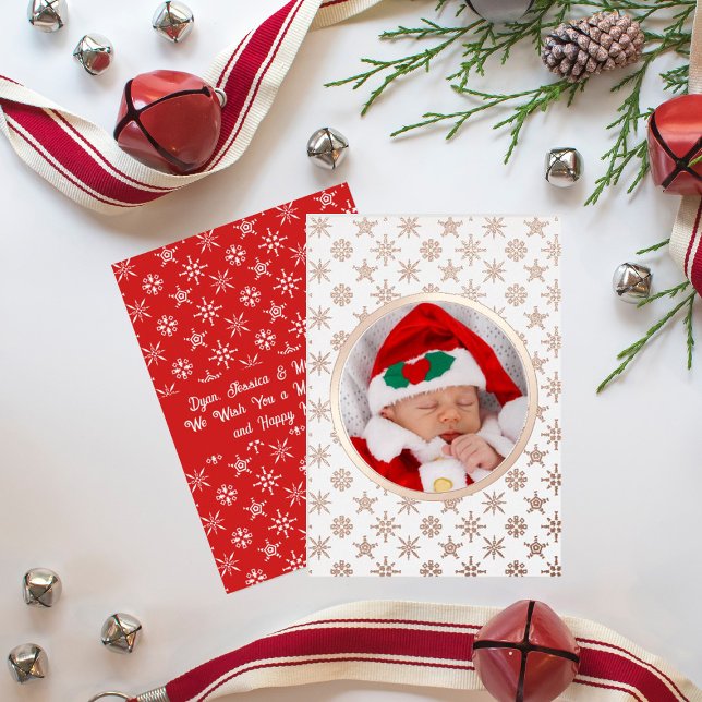 Carte De Vœux En Aluminium Photo personnalisée Père Noël Baby Snowflakes Whit (Créateur téléchargé)