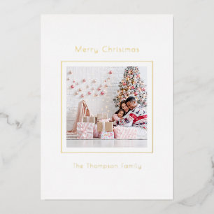 Carte De Vœux En Aluminium Photo personnalisée simple Noël Luxe réel