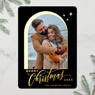 Carte De Vœux En Aluminium PHOTO Simply Elegant Sparkle Christmas Gold