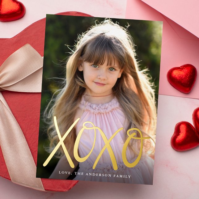 Carte De Vœux En Aluminium Photo XOXO de la Saint-Valentin (Créateur téléchargé)