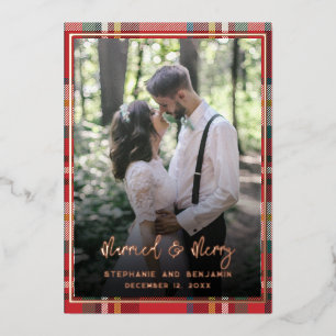 Carte De Vœux En Aluminium Photos de mariage heureux et mariés Rose Gold