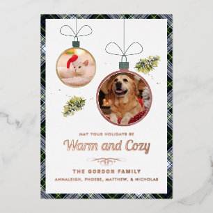 Carte De Vœux En Aluminium Photos pour animaux Gordon Tartan Rose de Noël Or