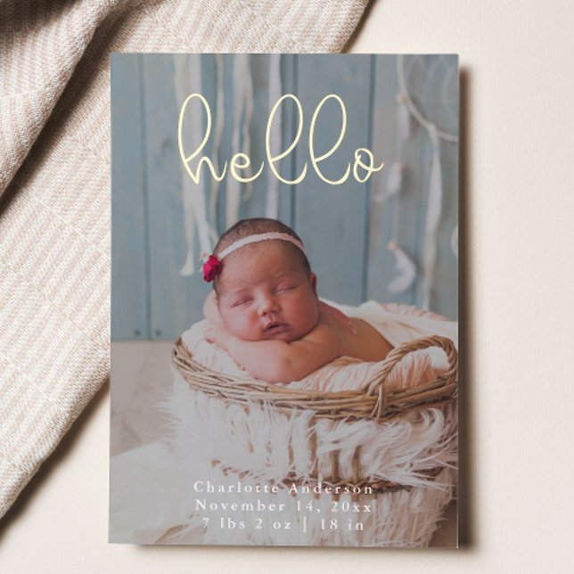 Carte De Vœux En Aluminium Photos pour bébés Moderne Élégante Calligraphie Na (Créateur téléchargé)