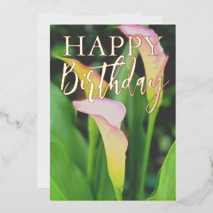 Carte De Vœux En Aluminium Pink Calla Lillies Joyeux anniversaire