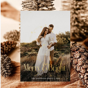 Carte De Vœux En Aluminium Plaid photo moderne Merry & Bright Tartan