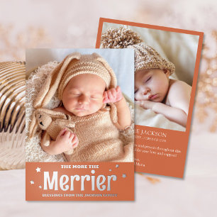 Carte De Vœux En Aluminium Plus le Faire-part de naissance photo Merrier est 