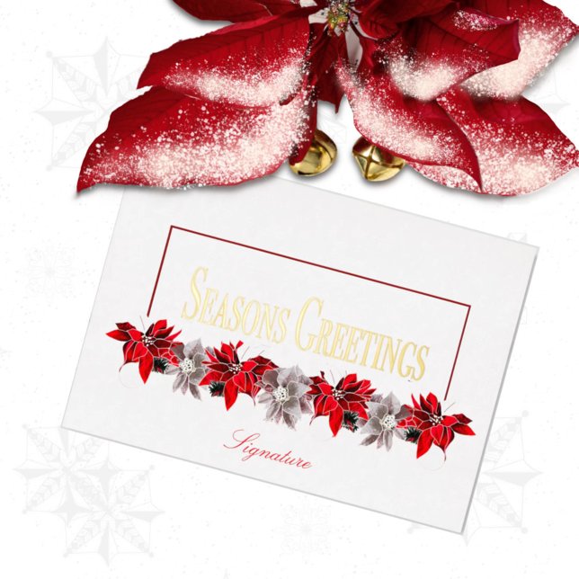 Carte De Vœux En Aluminium Poinsettias Rouges et Blancs Professionnel  (Créateur téléchargé)