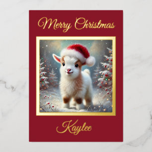 Carte De Vœux En Aluminium Premier Noël de bébé chèvre