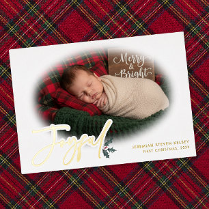 Carte De Vœux En Aluminium Premier Noël de bébé joyeux minimal