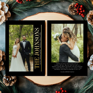 Carte De Vœux En Aluminium Premier Noël minimum Marié Photo Nouveaux mariés