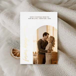 Carte De Vœux En Aluminium Premier Noël pour Joyeux Arc Photo Or