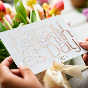 CARTE DE VŒUX EN ALUMINIUM PREMIUM MODERN VALENTINES DAY BLUSH GIRLY PINK