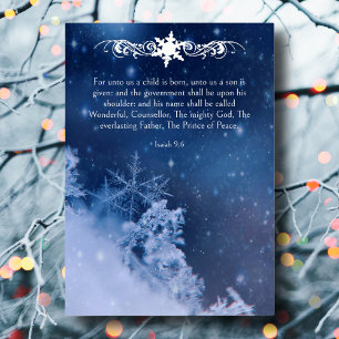Carte De Vœux En Aluminium Prince de la Paix Verse Christ Sauveur Snowflakes
