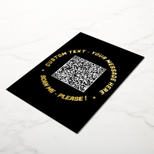 Carte De Vœux En Aluminium QR Code Scan Info Custom Text Foil Grey Card