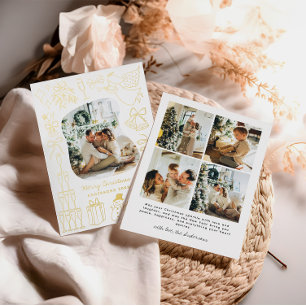 Carte De Vœux En Aluminium Quirky Christmas 5 Photo Doodé à la main
