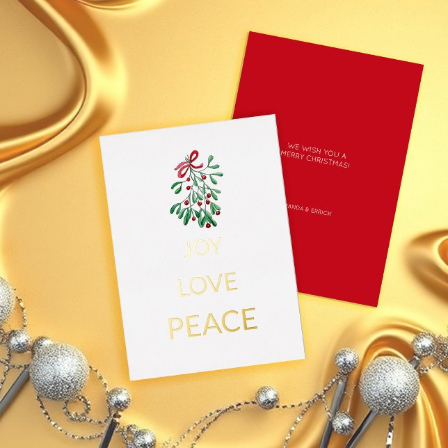 Carte De Vœux En Aluminium Red Berries Mistletoe Joie Amour Paix (Créateur téléchargé)