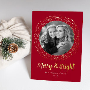 Carte De Vœux En Aluminium Red Merry et Bright Photo