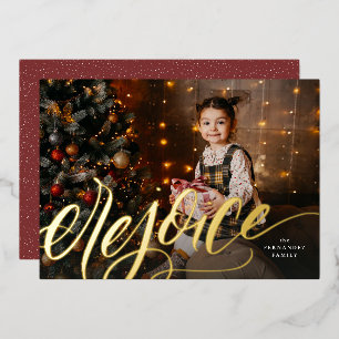 Carte De Vœux En Aluminium Rejoice écriture manuscrite Noël religieux