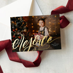 Carte De Vœux En Aluminium Rejoice écriture manuscrite Noël religieux