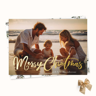 Carte De Vœux En Aluminium Retro Gold Letting Joyeux Noël Photo
