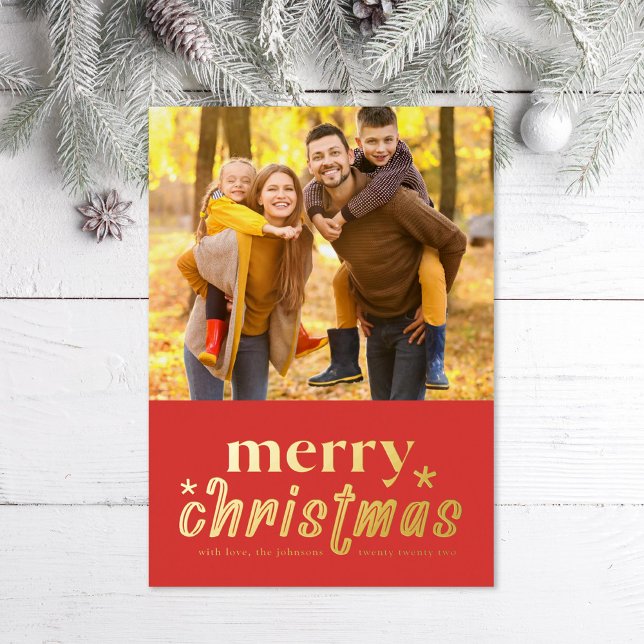 Carte De Vœux En Aluminium Retro Joyeux Noël Photo (Créateur téléchargé)