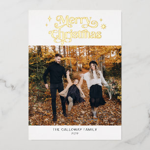 Carte De Vœux En Aluminium Retro Joyeux Noël Photo
