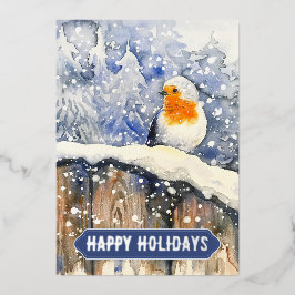 Carte De Vœux En Aluminium Robin de Noël