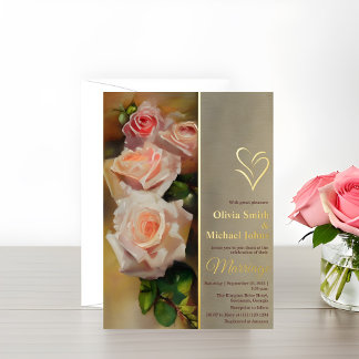 Carte De Vœux En Aluminium Rose Aquarelle Romantique Mariage de automne Invit