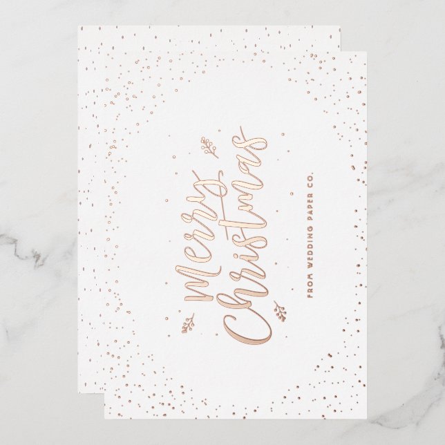 Carte De Vœux En Aluminium Rose Gold Business Noël (Recto/Verso)
