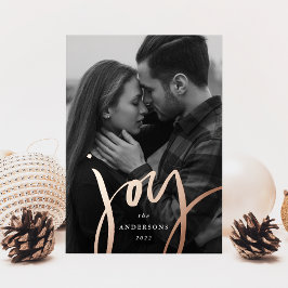 Carte De Vœux En Aluminium Rose Gold Modern Joy Photo