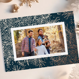 Carte De Vœux En Aluminium ROSE Gold Noël Botanique neigeFlake Photo