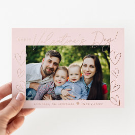Carte De Vœux En Aluminium Rose moderne Gold Script Valentine's Day Photo