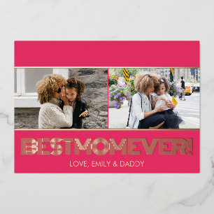 Carte De Vœux En Aluminium Rose rose moderne or Meilleure maman Jamais Photo 