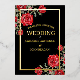 Carte De Vœux En Aluminium Rose rouge Mariage floral