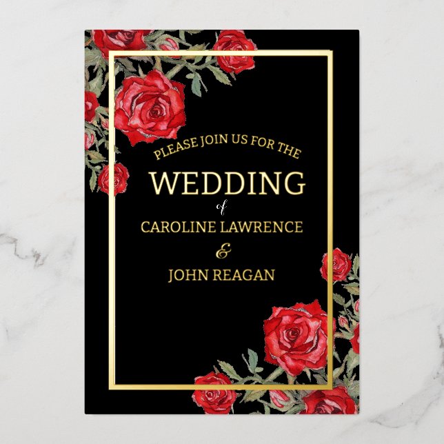 Carte De Vœux En Aluminium Rose rouge Mariage floral (Recto)