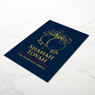 Carte De Vœux En Aluminium Rosh Hashanah Grenade Moderne Nouvel An Juif