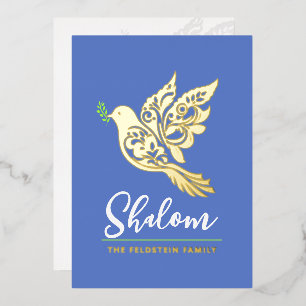 Carte De Vœux En Aluminium Rosh Hashanah Peace Shalom Dove Jour de l'An juif