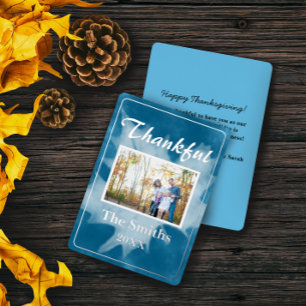 Carte De Vœux En Aluminium Russe aquarelle bleu automne photo Thanksgiving