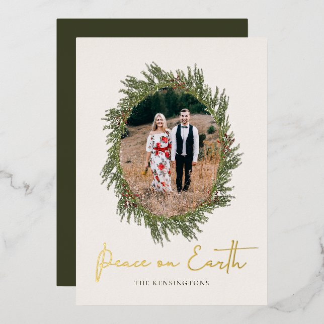 Carte De Vœux En Aluminium Russe Noël Paix sur Terre (Recto/Verso)